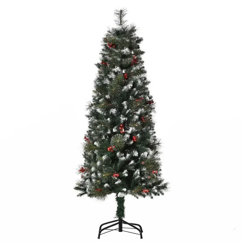 künstlicher Weihnachtsbaum 1,5 m Christbaum Tannenbaum 360 Äste PVC Metall Grün+Weiß Ø50 x 150 cm