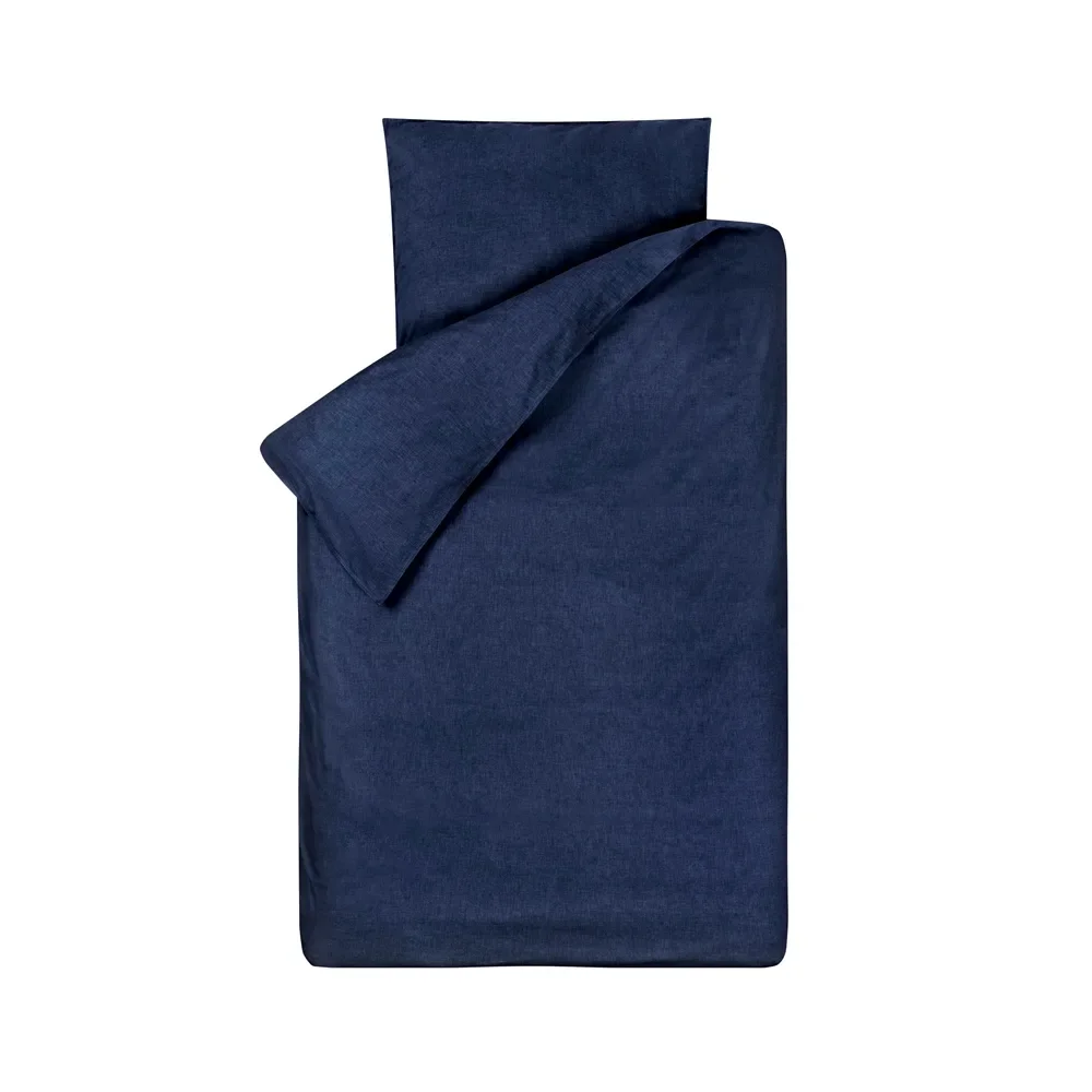 Bink Kinderbettwäsche Bo uni jeansblau 100 x 135
