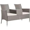 Gartenbank / Love Bench mit Box / Tisch mit Sitzkissen 143x64x87cm - Grau