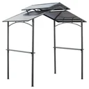 Grillpavillon mit Flammschutzdach BBQ-Pavillon mit 2 Ablagen 2,5 x 1,5m Stahl PC Schwarz+Braun