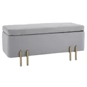 Sitzbank, Polsterbank mit Stauraum, Truhenbank, Stoff, Metall, Schaumstoff, Hellgrau, 100 x 40 x 42 cm