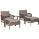 Rattan Gartenmöbel 5-teiliges Set Bank mit Hocker Tisch Stahl