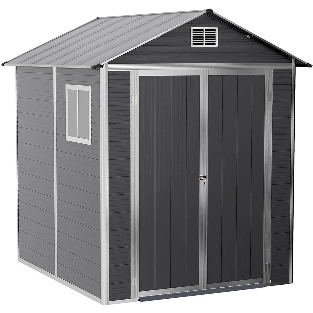 Gartenhaus mit Fenster und Schloss - Grau 186 x 183,5 x 218 cm