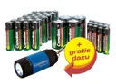 Zink-Kohle Batterie Sparpack 40-teilig mit LED Taschenlampe