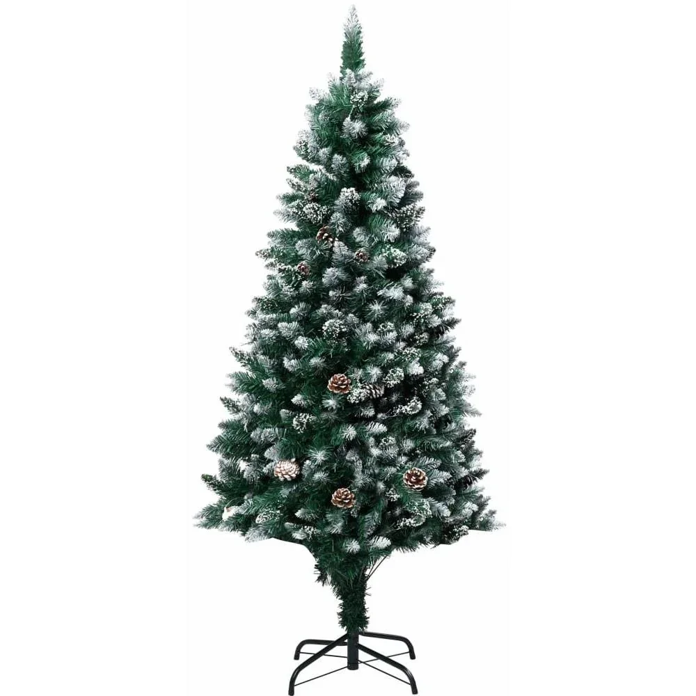 Künstlicher Weihnachtsbaum mit Tannenzapfen und weißem Schnee 180 cm