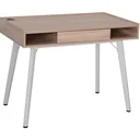 Schreibtisch Computertisch PC Laptop Bürotisch mit Kabeldurchlass Holz + Metall Natur + Weiß 100 x 60 x 77 cm