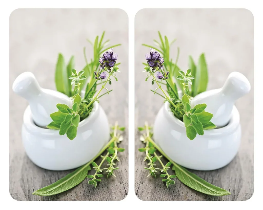 Herdabdeckplatte "Universal KRÄUTERGARTEN", 2er Set, 52 x 30 cm