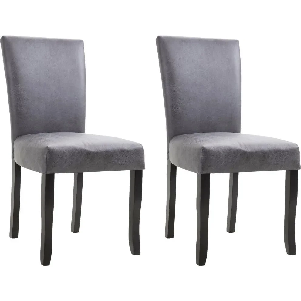 Esszimmerstühle 2 Stück Kunstleder grau