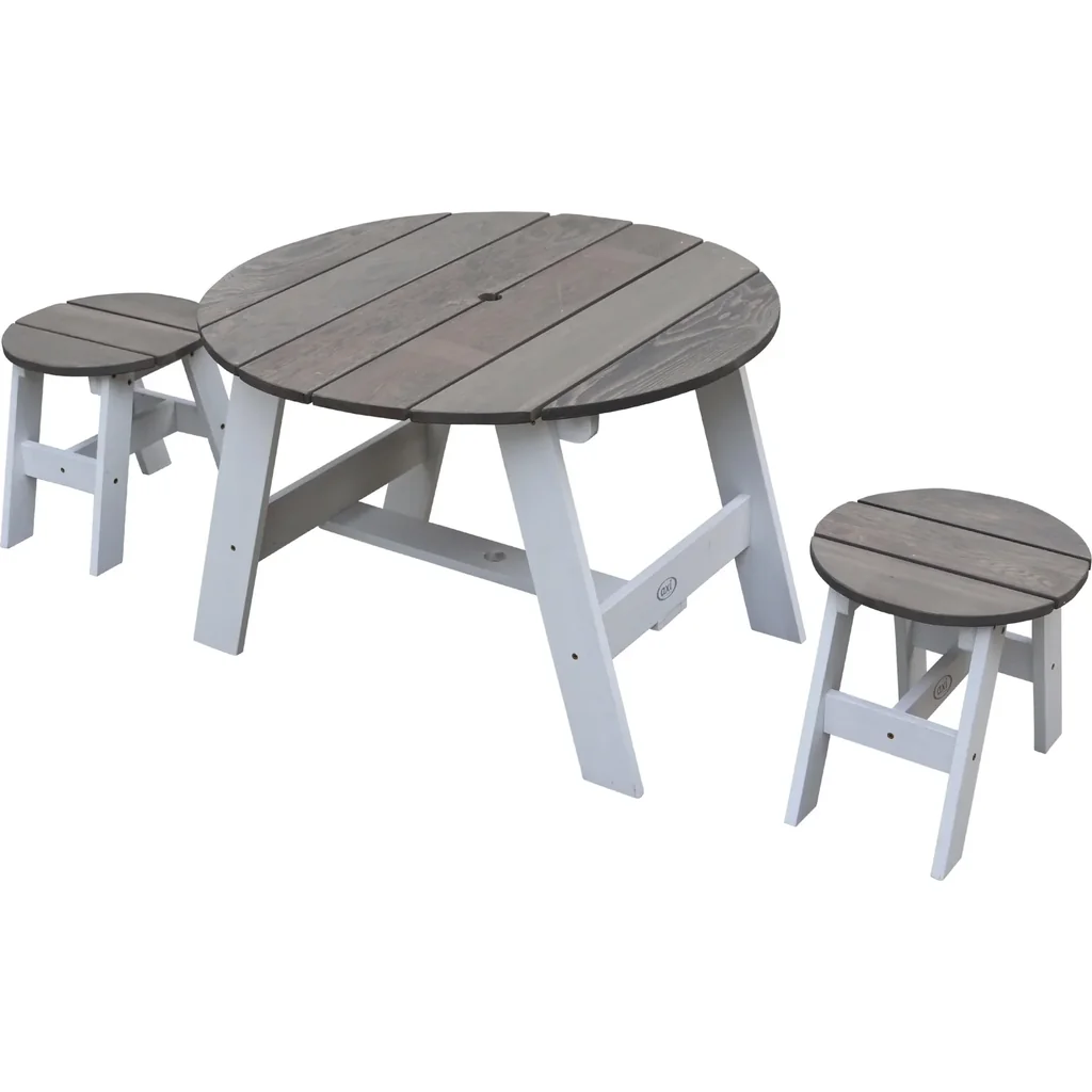 3-teiliges Picknick-Set Rund Grau/weiß