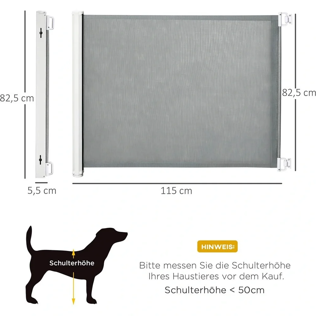 Tür- und Treppenschutzgitter rollbar, Einhandbedienung PVC Grau