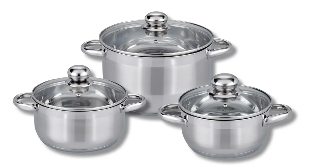 Topfset "Universal" 6-teilig, Edelstahl, Induktionsboden, Liter-Messskala innen