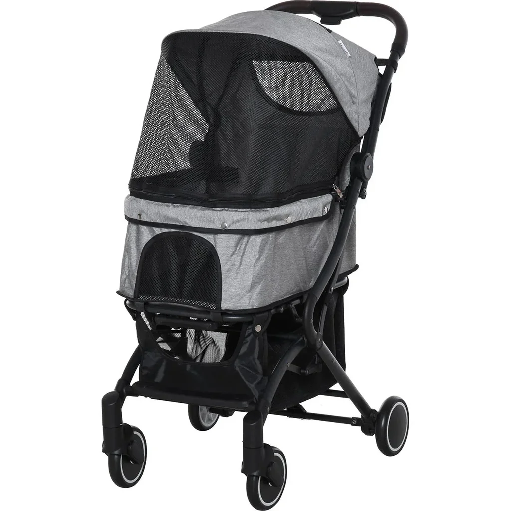 Haustierbuggy mit Klappfunktion braun, schwarz