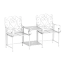 Gartenstühle mit Teetisch Balkonstuhl Sitzgruppe 2 Stühle Set Klappbar Metallrahmen 160 x 61 x 96 cm Weiß Balkonstühle M