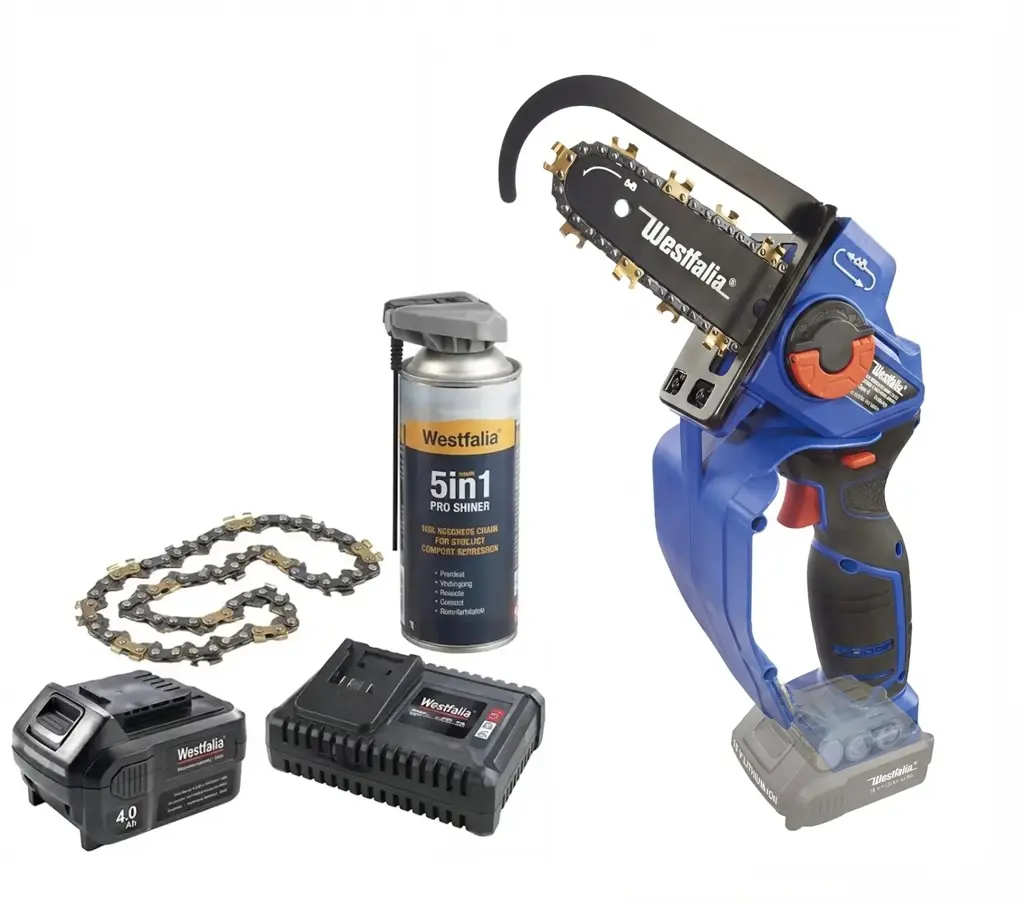 Akku-Einhand-Powersäge "X-SAW II" + EverSharp + Akku 4,0 Ah + Schnellladegerät + Titankette