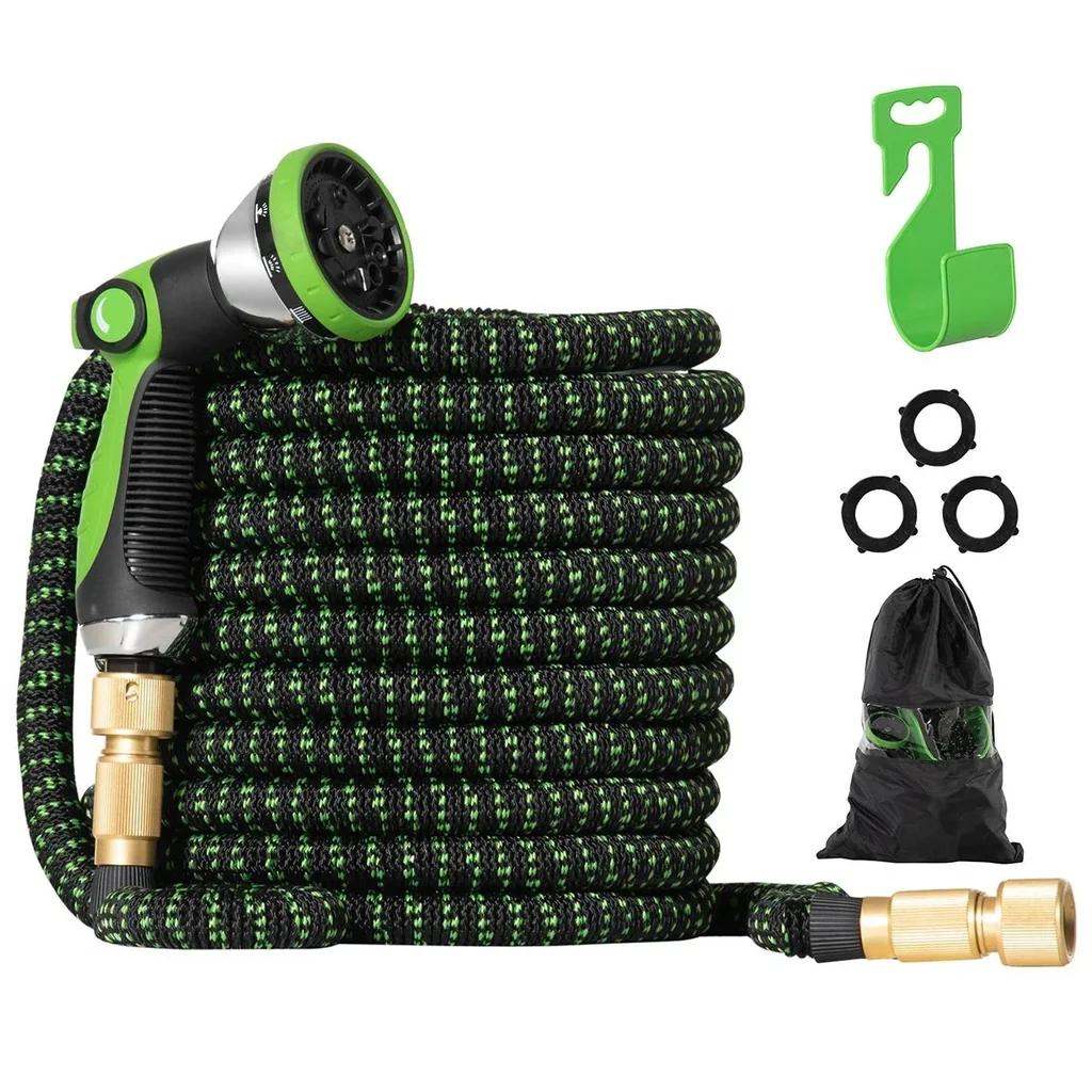 Gartenschlauch flexibel 22,5 m mit 10 Funktionen Sprühdüse Wasserschlauch mit 1/2 Zoll & 3/4 Zoll Anschluss Schlauch deh