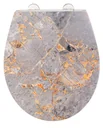 Premium WC-Sitz Grey Marble mit Relief, aus antibakteriellem Duroplast, mit Absenkautomatik