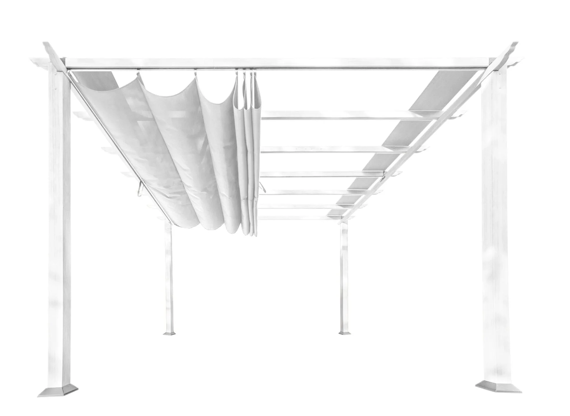 Paragon Outdoor Outdoor-Pavillon „Florida“ Weiß, Holzoptik - verstellbares Sonnensegel