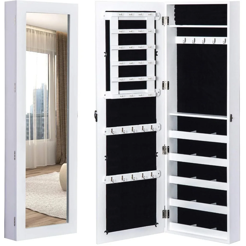 2 in 1 Schmuckschrank Wandspiegel L37 x W9.5 x H112 cm