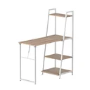 Schreibtisch klappbar mit 4 Tier Bücherregal, Computertisch, Bürotisch, E1 Spanplatte, Metallrahmen, Natur+Weiß, 106 x 4