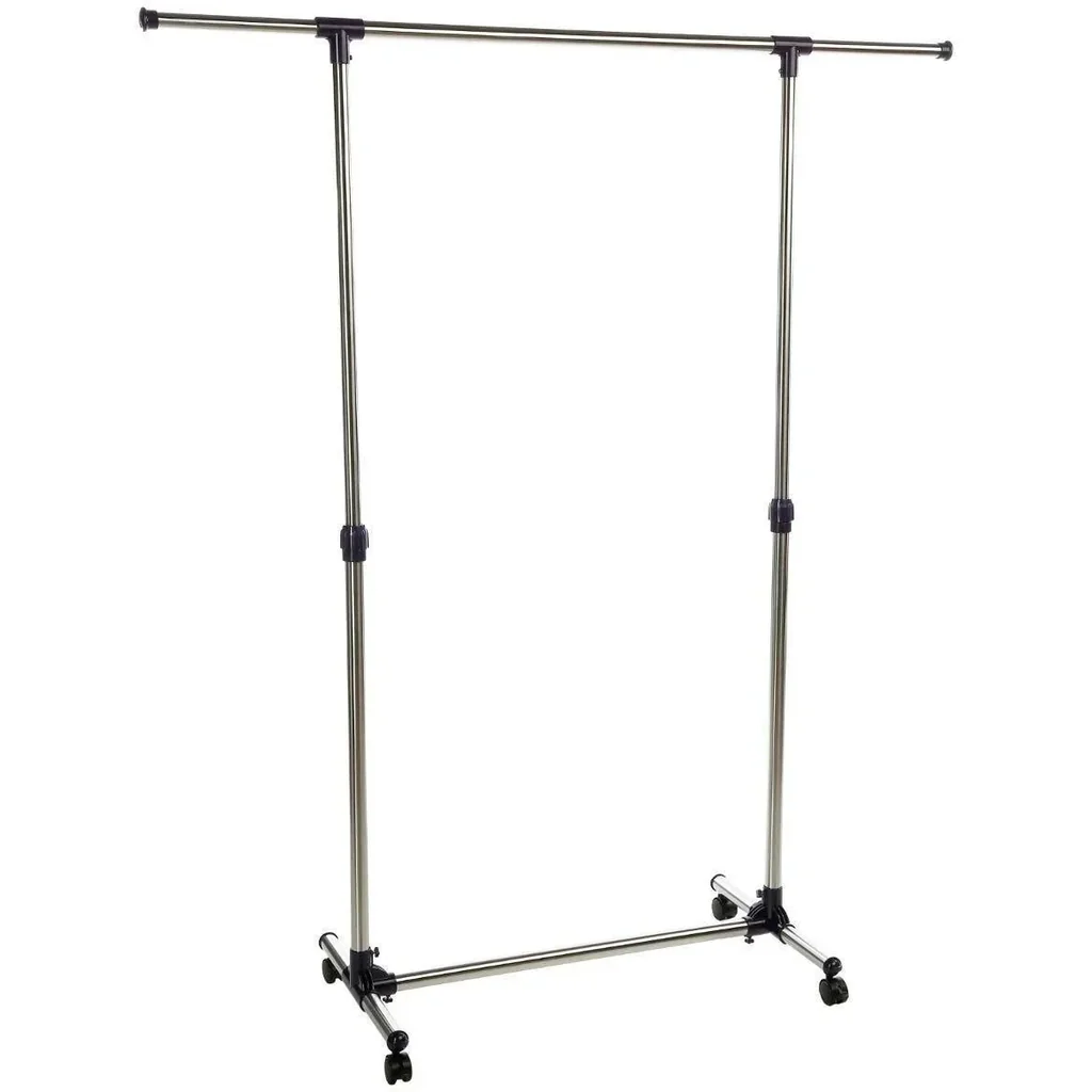 NL Kleiderständer auf Rädern - Edelstahl - 163x42,5x150 cm