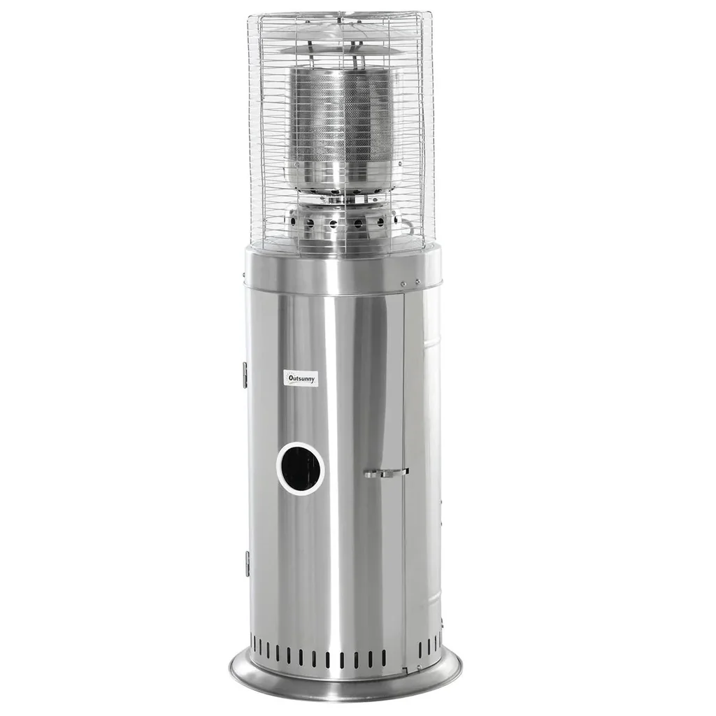 Heizstrahler Terrassenheizer mit Handgriff und Rädern Terrassenstrahler mit Drehknopf rollbar Gas 10KW elegantes Aussehe