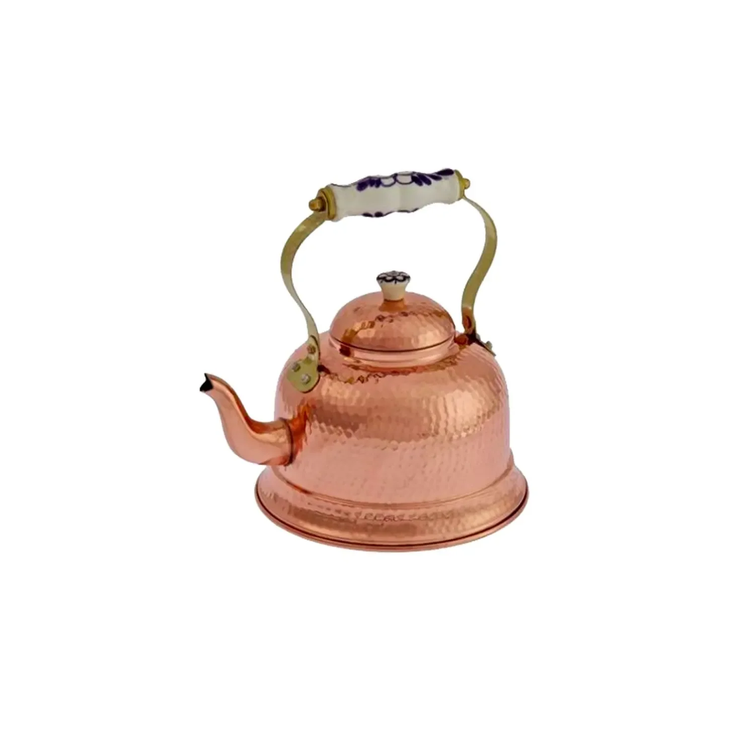 Wasserkessel, Teekessel - aus Kupfer, Gehämmerte, Mit Porzellangriff, 1,5L