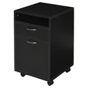 Rollcontainer, Aktenschrank, Bürocontainer mit Schublade, Büroschrank, Aufbewahrung Container, Spanplatte, Schwarz, 40 x