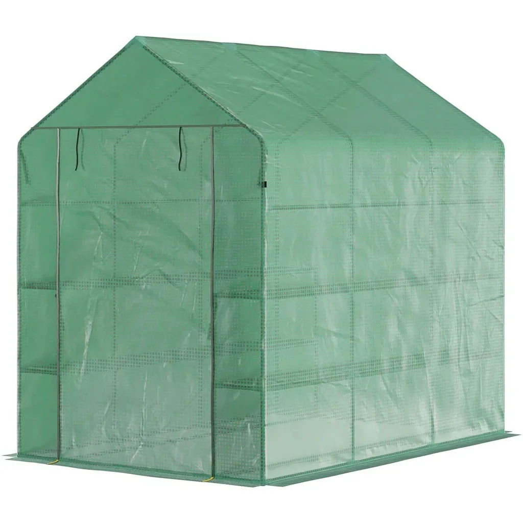 Foliengewächshaus Gewächshaus Treibhaus mit Blumenregal Frühbeet Tomatenhaus Pflanzenhaus für Garten, aus Stahlrohl und