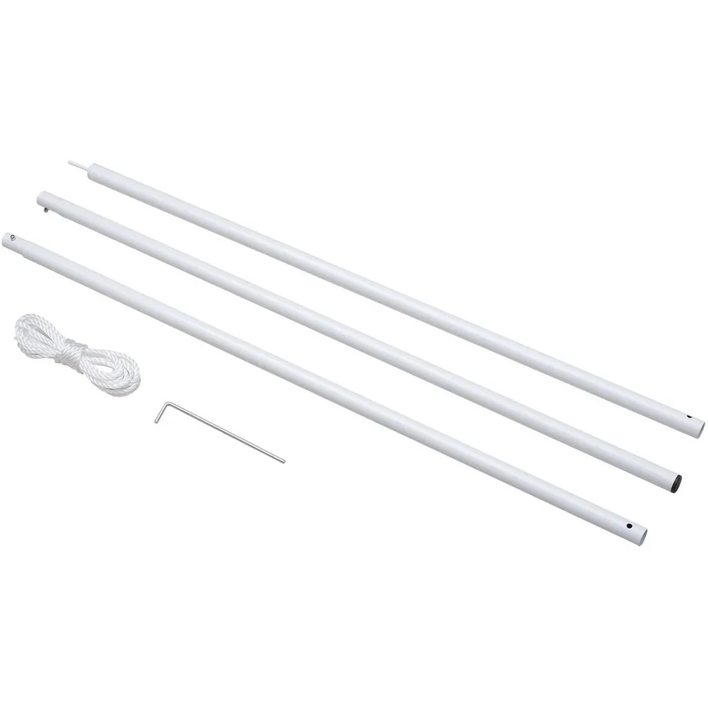 Aufstellstange 3 stk, Teleskopstange für Markise Sonnensegel inkl, Seil + Heringe Metall Weiß ?25 x 104 cm