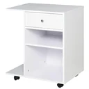 Druckertisch, Druckerständer, Bürowagen, Rollwagen mit Schublade+2 Ablagen+CPU-Ständer, Spanlatte, Weiß, 60 x 40 x 68,5