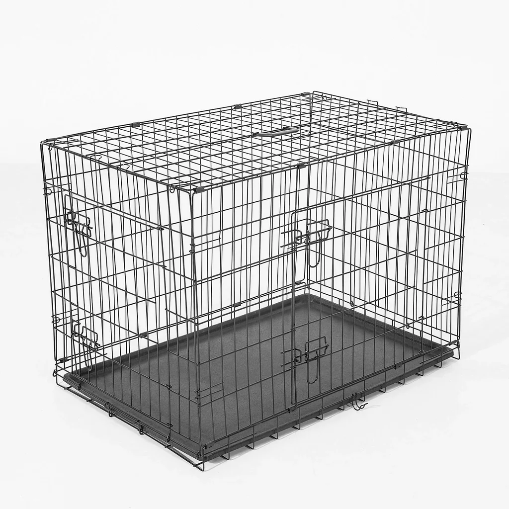 Hunde Transportkäfig Transportbox Drahtkäfig Hundebox Käfig Schwarz L