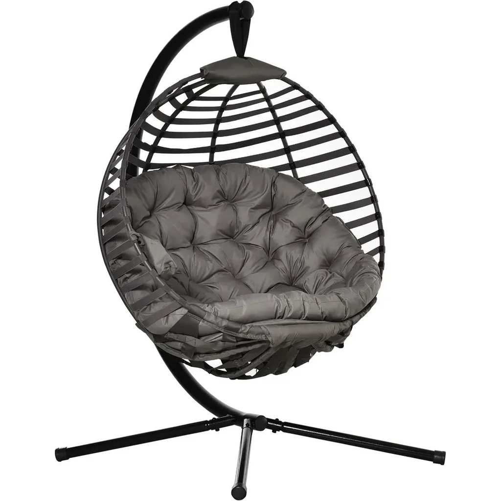 Hängesessel Hängekorb mit Gestell für 2 Personen Hängeschaukel Hängestuhl mit Kissen Korb faltbar Stahl 126 x 118 x 172