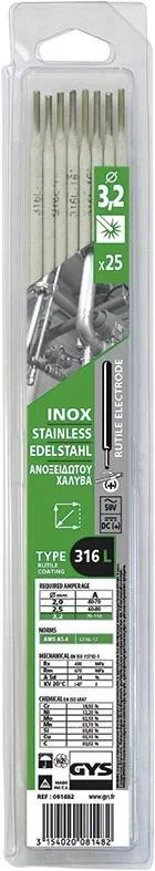 Edelstahl Elektroden 316L, 3,2 x 350 mm, 25 Stück