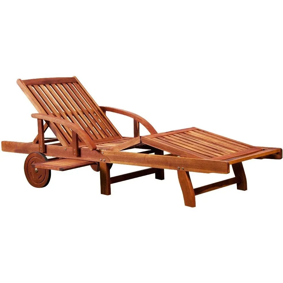 Liegestuhl klappbar 195.5cm MIT Ablagetisch - Akazienholz