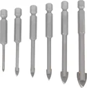 HM-Glasbohrer-Satz mit 1/4" Sechskant-Aufnahme 6-teilig
