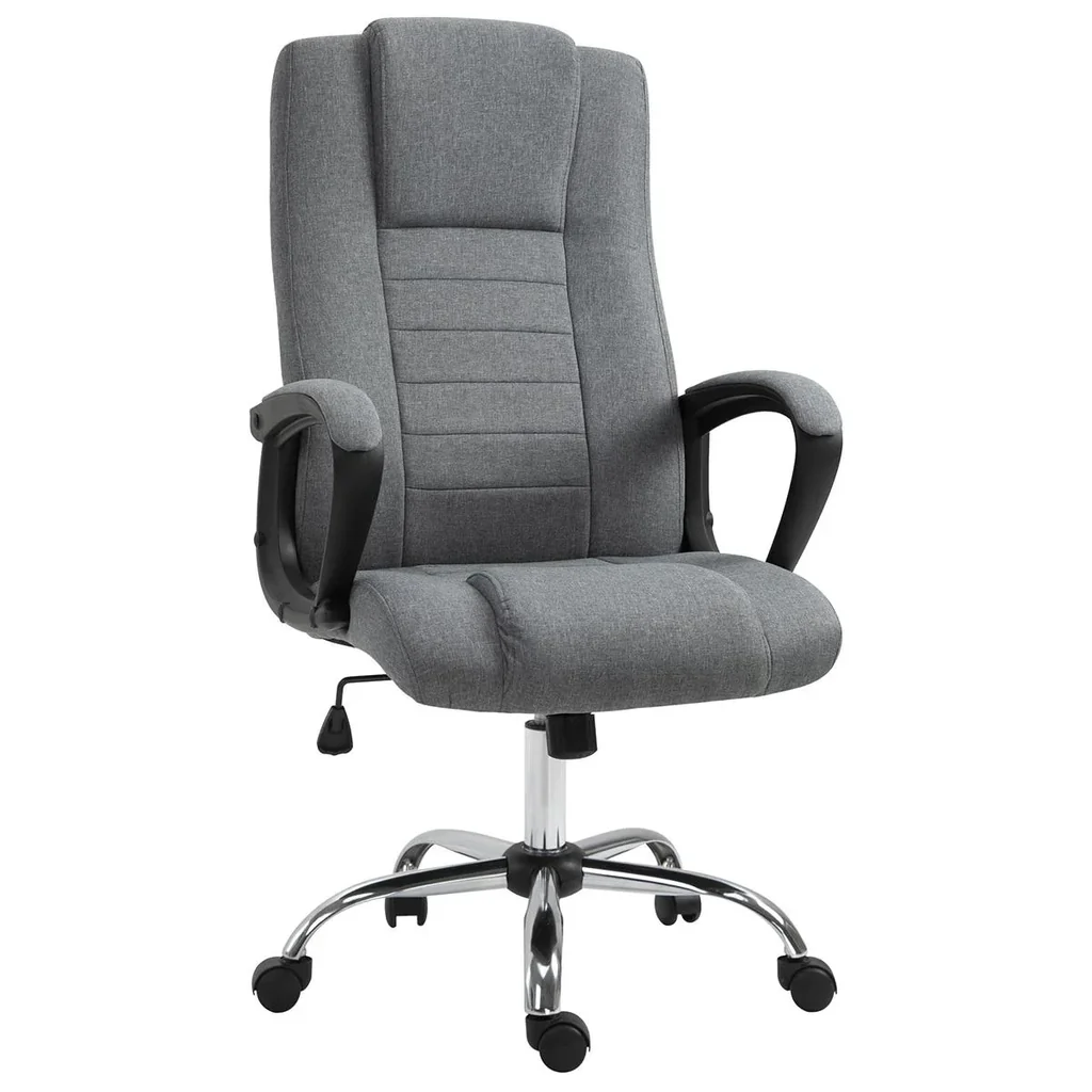 Bürostuhl Computerstuhl mit Wippenfunktion Kopfstütze ergonomischer Schreibtischstuhl drehbar höhenverstellbar Leinen-To