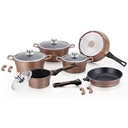 Herenthal 14-teiliges Topfset - mit Glasdeckeln - Edelstahl - Marmorbeschichtung - braun