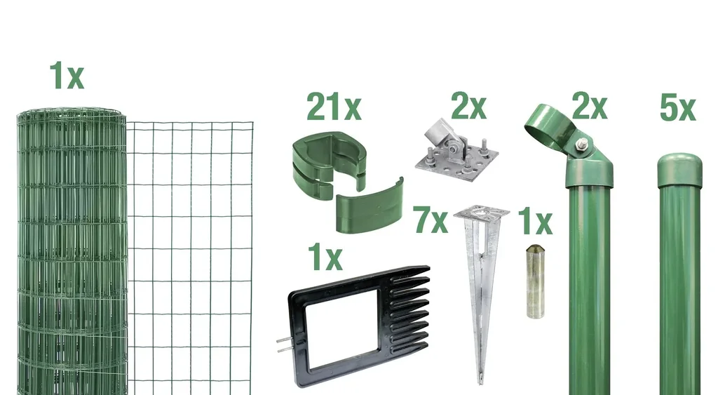 Fix-Clip Pro als Zaun-Komplettset, mit Einschlagbodenhülse, grün, Höhe 102 cm, Länge 10 m