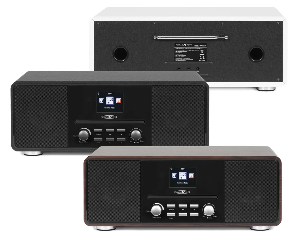 Design Internet/DAB+/UKW-Radio mit Bluetooth, CD, AuxIn, Encoding, holzfarben, HRA19INT/WD