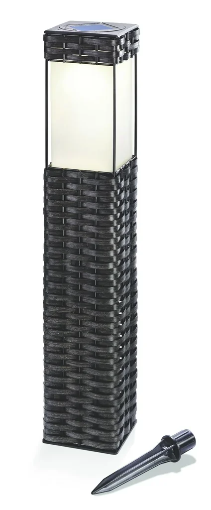 Solar LED Standleuchte mit Solarmodul, Rattan, tageslichtweiß