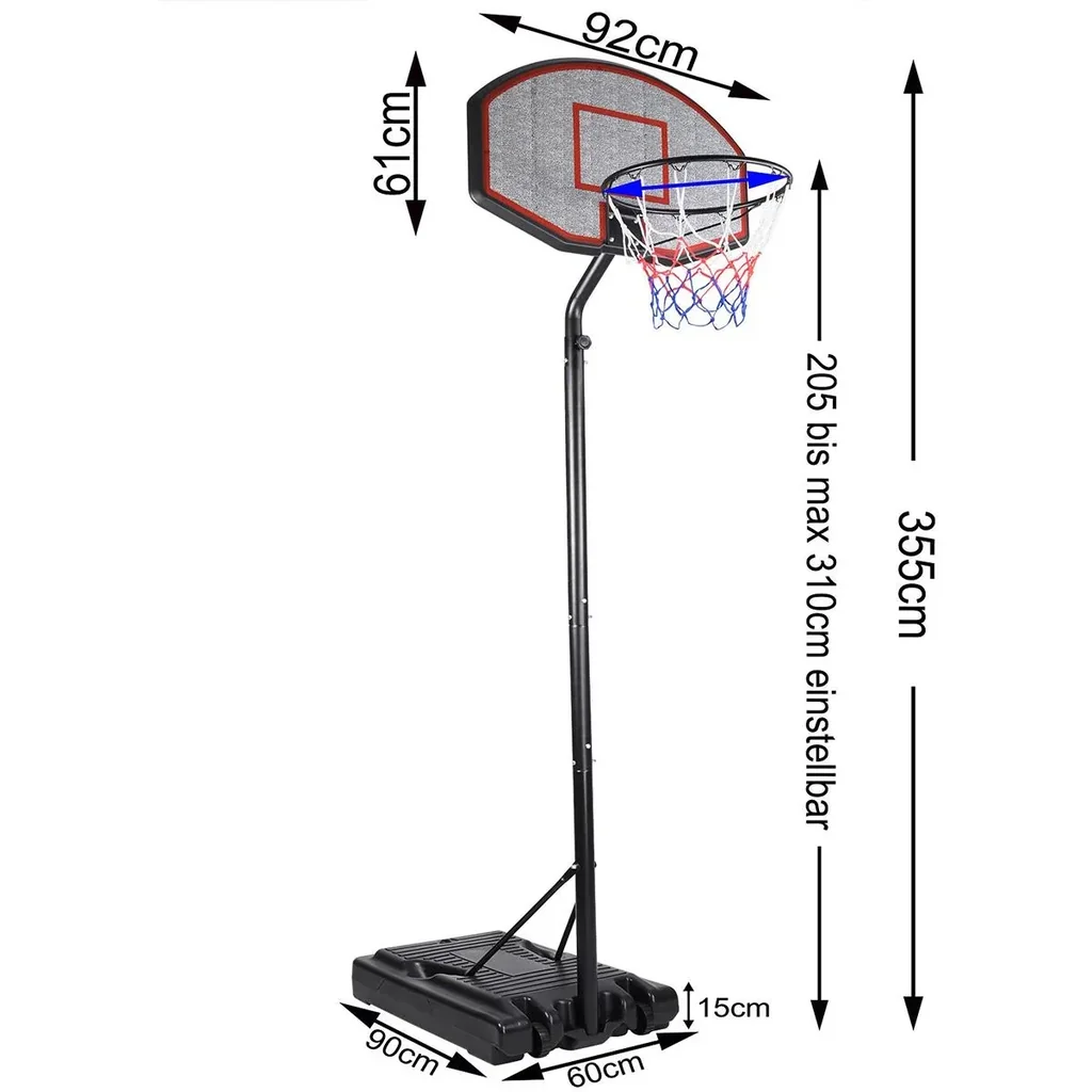 Baseketballring- verstellbar 205 - max 310 cm