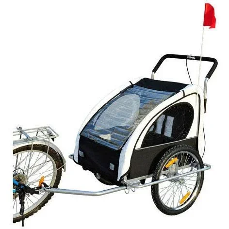 Fahrradanhänger UND Fahrradbuggy 2-in-1 weiß/schwarz