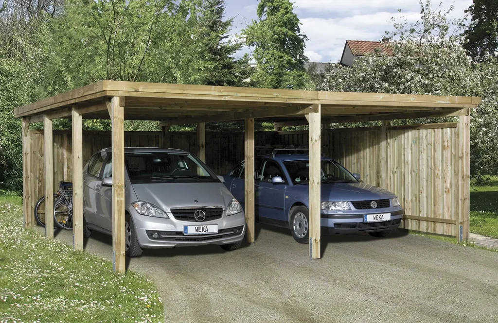 Doppelcarport "Optima Duo", Gr. 3, Flachdach, 603 x 802 cm