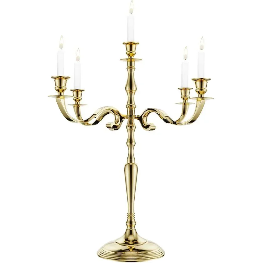 Kerzenhalter gold glänzendes Aluminium 40cm 5-armiger Kandelaber