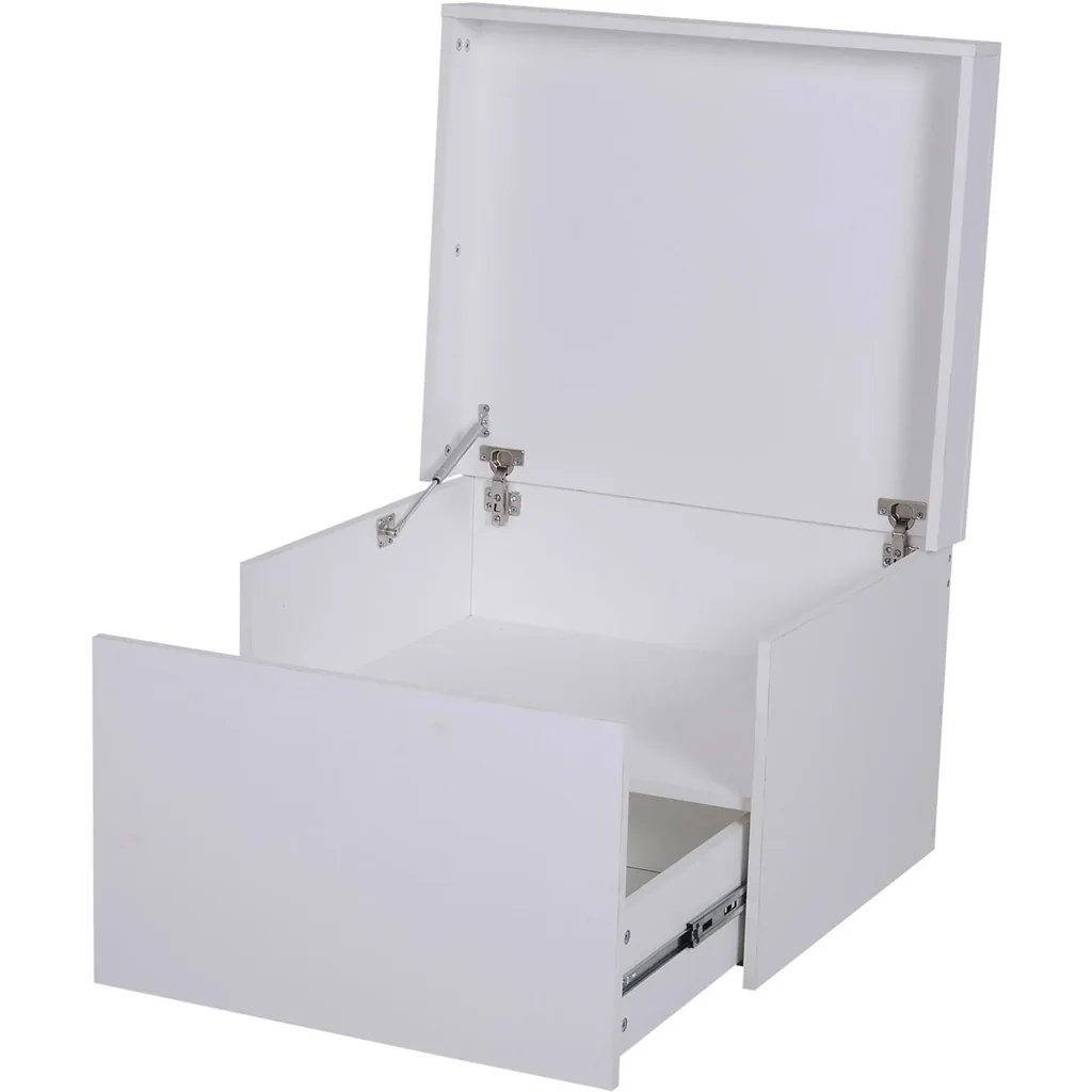 Schuhschrank Schuhregal Schuhbank mit Schublade und Klappe Holz Weiß 70 x 60 x 42 cm