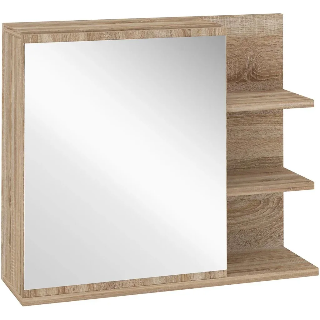 Badezimmerschrank mit Spiegel - Holzoptik - 60 x 18 x 50 cm