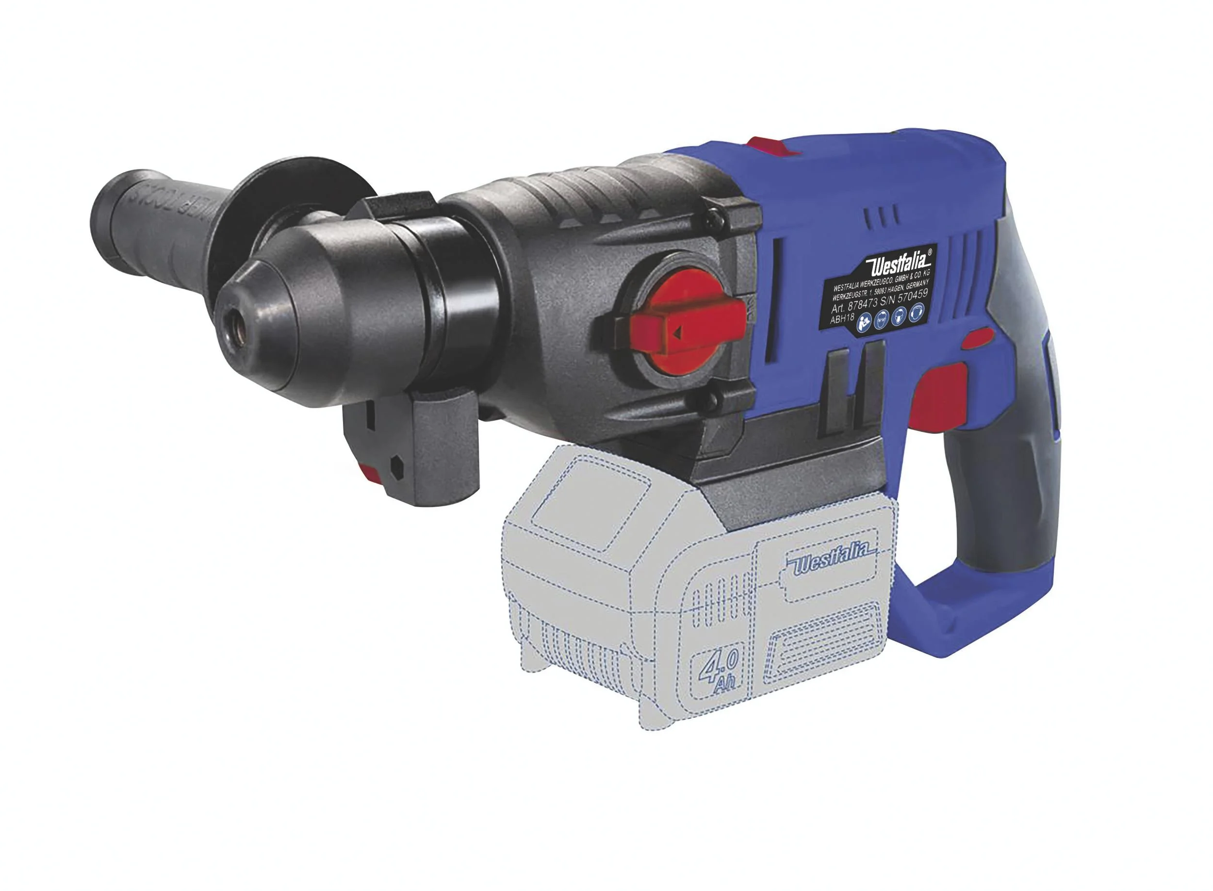 Bohrhammer ABH18 18 V Li - Ion inklusive Akku 2,0 Ah und Ladegerät