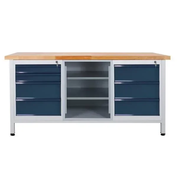 Werkbank / Werktisch 7 Schubladen, 2 Fachböden, L1700xB600xH840mm