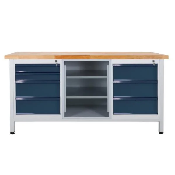 Werkbank / Werktisch 7 Schubladen, 2 Fachböden, L1700xB600xH840mm