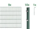 Doppelstabmattenzaun Komplettset, grün, Höhe 140 cm, Länge 18 m